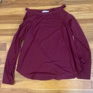 Gaze USA Women’s Burgundy Cold Shoulder Top Size M